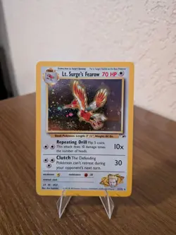 Pokemon TCG Gym Heroes Lt. Surge's Fearow 007/132 Unlimited Holo Rare Swirl NM - Image 1