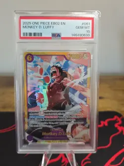 One Piece Extra Booster Anime 25th Collection Monkey D Luffy EB02 061 SEC PSA 10 - Image 1