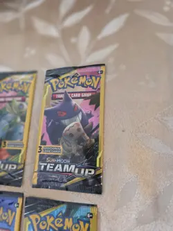 Pokemon Sun & Moon Team Up Mini Booster Pack Lot (4) – Snorlax & Eevee, Pikachu - Image 5