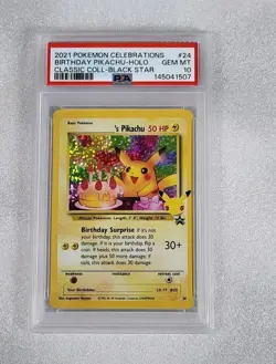 Birthday Pikachu 24 PSA 10 Gem Mint Celebrations Classic Collection Pokemon - Image 1
