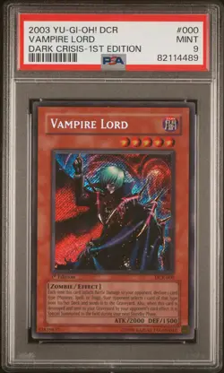 Yu-Gi-Oh! 2003 Vampire Lord DCR-000 1st Edition Secret Rare PSA 9 MINT - Image 1