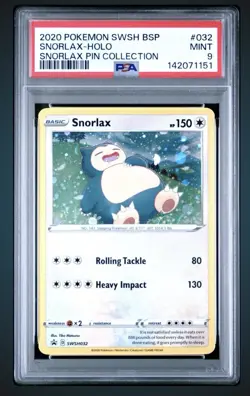 Snorlax SWSH032 HOLO Black Star PSA 9 Promo 2020 Card SWIRL Pin RARE LOW POP - Image 1