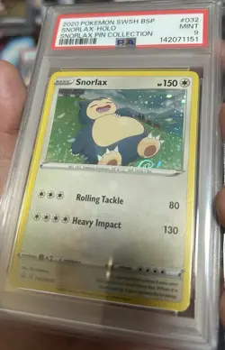Snorlax SWSH032 HOLO Black Star PSA 9 Promo 2020 Card SWIRL Pin RARE LOW POP - Image 3