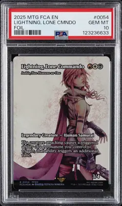 2025 MTG FINAL FANTASY THROUGH THE AGES FOIL LIGHTNING, LONE COMMANDO PSA 10 - Image 1