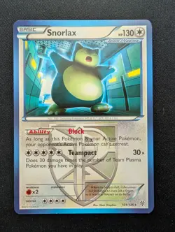 M/NM Pokemon Snorlax Regular Card 101/135 Team Plasma Storm - Image 1