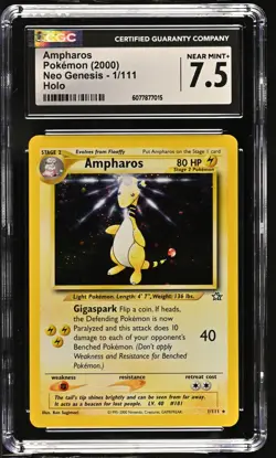 CGC 7.5 Ampharos 2000 Neo Genesis 1/111 Holo Pokemon Card - Image 1