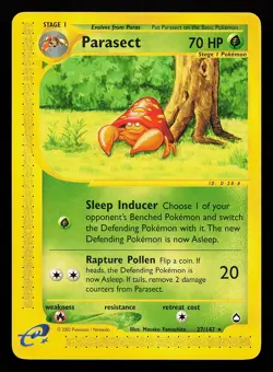 Parasect 27/147 Rare Aquapolis Pokemon Card - Image 1