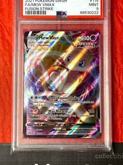 2021 POKEMON SWORD & SHIELD FUSION STRIKE #114 FULL ART MEW VMAX PSA 9 - Image 3