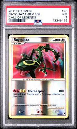 2011 POKEMON CALL OF LEGENDS RAYQUAZA #20 REVERSE FOIL PSA 7 NM #113346486 - Image 1