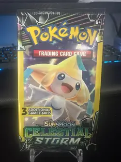 Pokemon Celestial Storm 3 Pack - Jirachi Pack Art Sun and Moon - Image 1