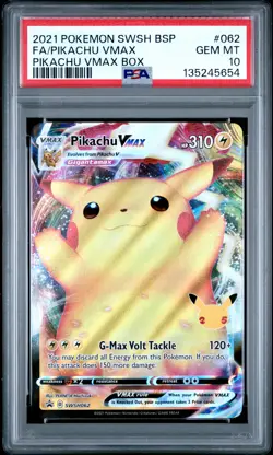 2021 Pokemon Swsh Black Star Promo #062 Fa/Pikachu Vmax PSA10 - Image 1