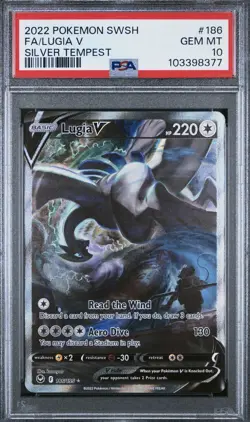 2022 POKEMON SWORD & SHIELD SILVER TEMPEST #186 FULL ART/LUGIA V PSA 10 - Image 1