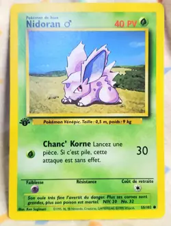 Pokemon FRENCH 1st Edition NIDORAN 55/102 Common 1999 NM - Image 1