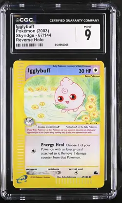 CGC 9 MINT Igglybuff 2003 Skyridge 67/144 Reverse Holo Pokemon Card - Image 1