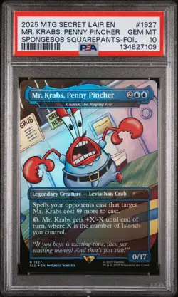 2025 Magic The Gathering Secret Lair Mr. Krabs Penny Pincher Foil PSA 10 - Image 1