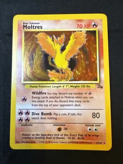 1999 Pokemon Fossil Moltres 12/62 Holo Rare LP Unlimited WOTC Vintage - Image 1