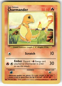 Charmander Base Set Common Pokemon Moderately played - Image 1