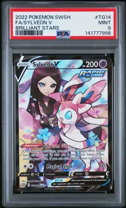 2022 POKEMON SWORD & SHIELD BRILLIANT STARS #TG14 FULL ART/SYLVEON V PSA 9 - Image 1