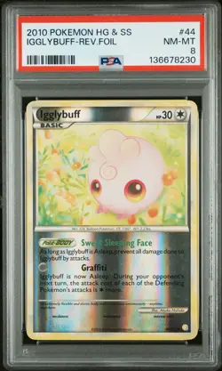 2010 POKEMON HEARTGOLD & SOULSILVER #44 IGGLYBUFF-REVERSE FOIL PSA 8 - Image 1