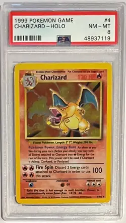 1999 Pokemon Base Set Charizard #4 Holo PSA 8 - Image 1