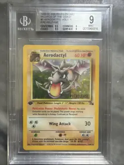 AERODACTYL (PSA 9) Pokemon Fossil 1st Edition - Prerelease 1/62 - Holo Rare - Image 1