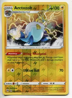 Pokemon TCG Darkness Ablaze Reverse Holofoil Rare Card #066 Arctozolt - Image 1
