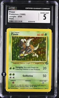 Pokemon Jungle 9/64 Pinsir 1999 Holo Rare Grass CGC 5 Excellent - Image 2