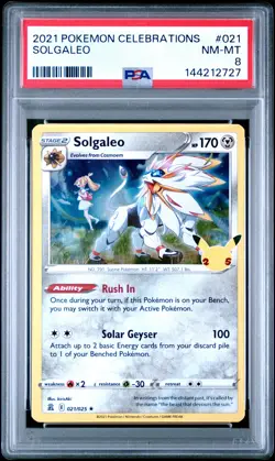 2021 POKEMON CELEBRATIONS #021 SOLGALEO PSA 8 - Image 1