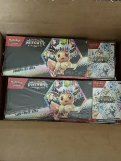 2 Pokemon Prismatic Evolutions Surprise Box & Booster Sam's Club Bundle NEW - Image 1