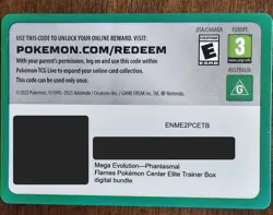 1 Code Card - Phantasmal Flames Pokemon Center Elite Trainer Box Digital - Image 1