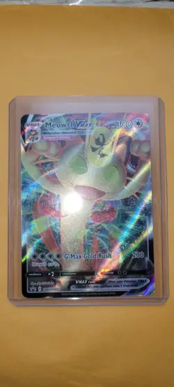 Pokemon SWSH Black Star Promos Meowth VMAX Card Holo SWSH 005 - Image 2