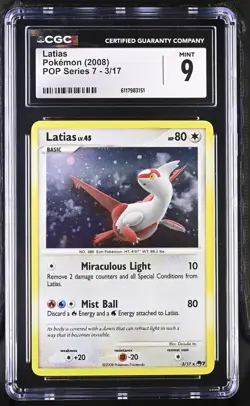 CGC 9 MINT Latias 2008 POP Series 7 3/17 Holo Pokemon Card - Image 1