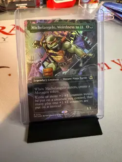 Magic the Gathering Michelangelo, Weirdness to 11 Borderless FOIL 214 RARE TMNT - Image 1