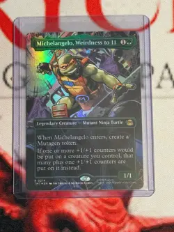 Magic the Gathering Michelangelo, Weirdness to 11 Borderless FOIL 214 RARE TMNT - Image 3
