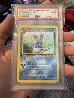 Pokemon Azumarill Neo Genesis 1st Edition Holo Rare #2 PSA 9 Mint - Image 1