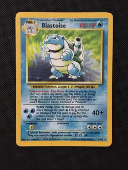 Pokemon Blastoise Holo Rare 100 HP Base Set 2/102 Card English 1999 - Image 1