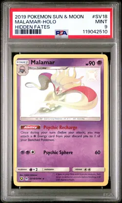 Malamar-Holo PSA 9 2019 Pokemon Sun & Moon Hidden Fates #SV18 - Image 1
