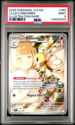 Lillie's Ribombee Illustration Rare PSA 9 2025 Pokemon Jtg Journey Together #164 - Image 1