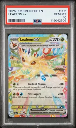 Leafeon Ex PSA 10 2025 Pokemon Pre En-Prismatic Evolutions #006 - Image 1