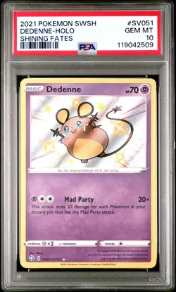 Dedenne-Holo PSA 10 2021 Pokemon Sword & Shield Shining Fates #SV051 - Image 1