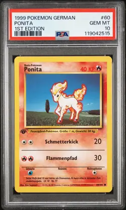 Ponita 1st Edition PSA 10 1999 Pokemon German Base Set #60 - Image 1