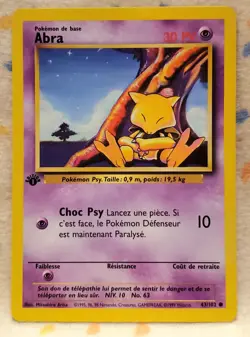 1999 Pokemon FRENCH ABRA Base Set 43/102 1st Edition MINT Ready to Grade - Image 1