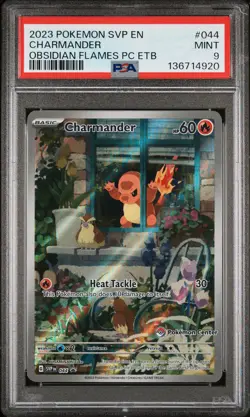 2023 POKEMON OBSIDIAN FLAMES POKEMON CENTER ETB PROMO SVP #044 CHARMANDER PSA 9 - Image 1