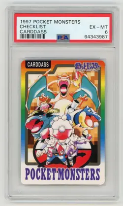 Pokemon Card Carddass Checklist Bandai Charizard Blastoise Ash 1997 PSA 6 EX-MT - Image 1