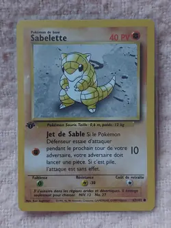 Sandshrew Sabelette 62/102 Base set 1st Edition French Pokemon Card NM - Image 1