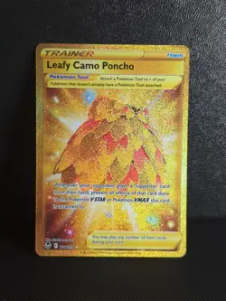 Leafy Camo Poncho 214/195 Silver Tempest Gold Holo Secret Rare Pokemon Card NM - Image 1