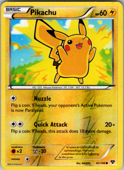 Pikachu 42/146 XY Base Reverse Holo Pokemon Card - Image 1