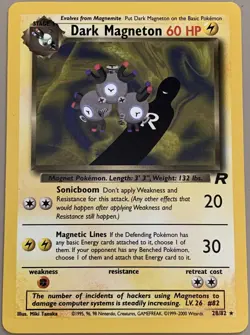 POKEMON TCG Card TEAM ROCKET Edition DARK MAGNETON #28/82 Black Star Rare VG! - Image 1