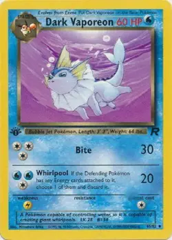 POKEMON Card TEAM ROCKET 1st Edition DARK VAPOREON #45/82 Uncommon NEAR MINT NM - Image 1