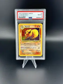 1999 POKEMON JUNGLE NO SYMBOL #3 FLAREON-HOLO PSA 8 - Image 1